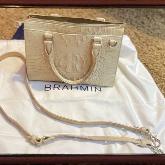 Brahmin Cream Satchel with Woven Leather Design - Picture 8 of 11